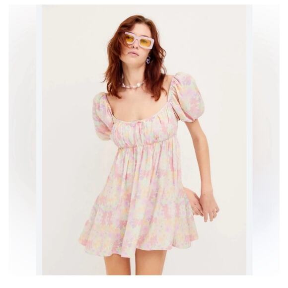 NEW For Love & Lemons Floral Dainty Mini Dress Babydoll Cottage-core Coquette M - Picture 6 of 16